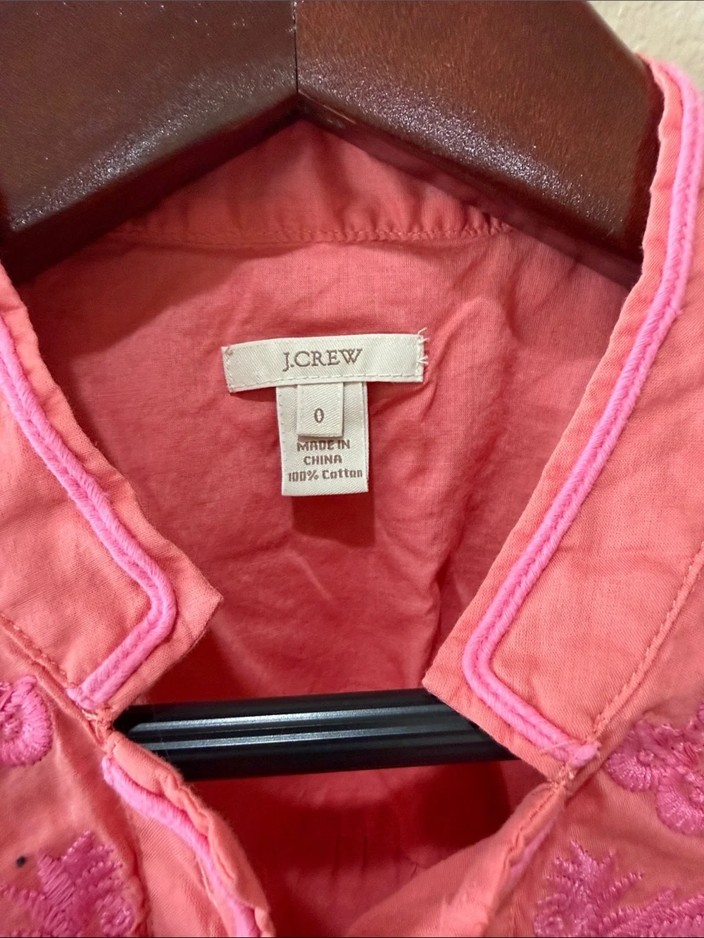 J. Crew Pink Embroidered Sleeveless Popover Camisole